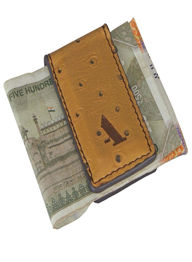 Adamis Slim Leather Money Clip and Card Holder for Men and Women W362 Beige - Image 1
